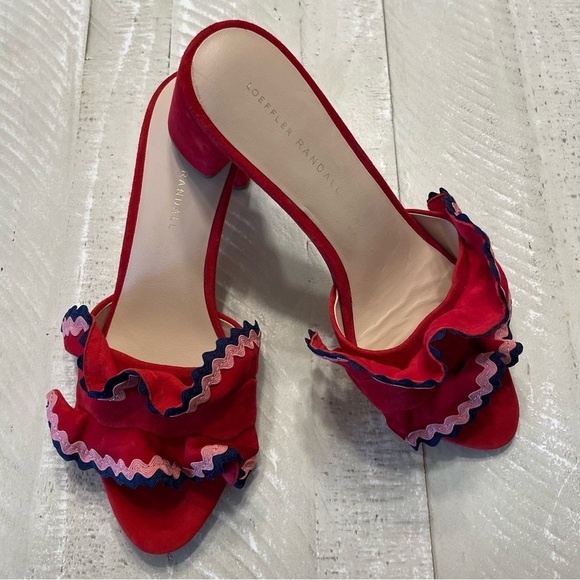 Loeffler Randall Shoes - Loeffler Randall Red and Pink Ruffle Sandals